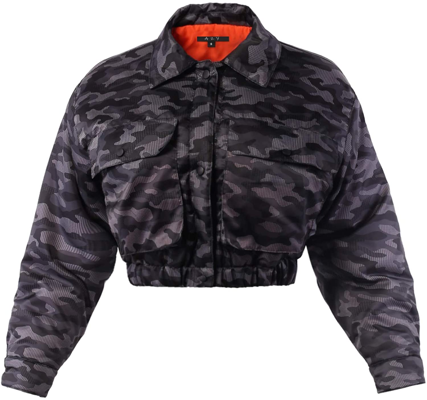 A2Y Women's Cropped Front Two Pocket Snap Quilted Padding Bomber