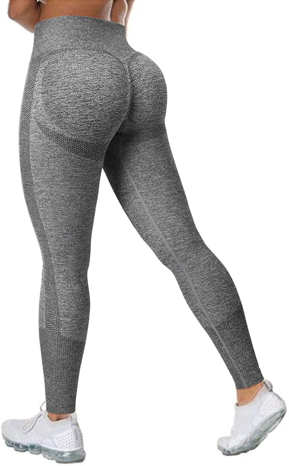 MOSHENGQI Womens Seamless Butt Lift Leggings High Waisted Yoga Pants Ribbed  Work