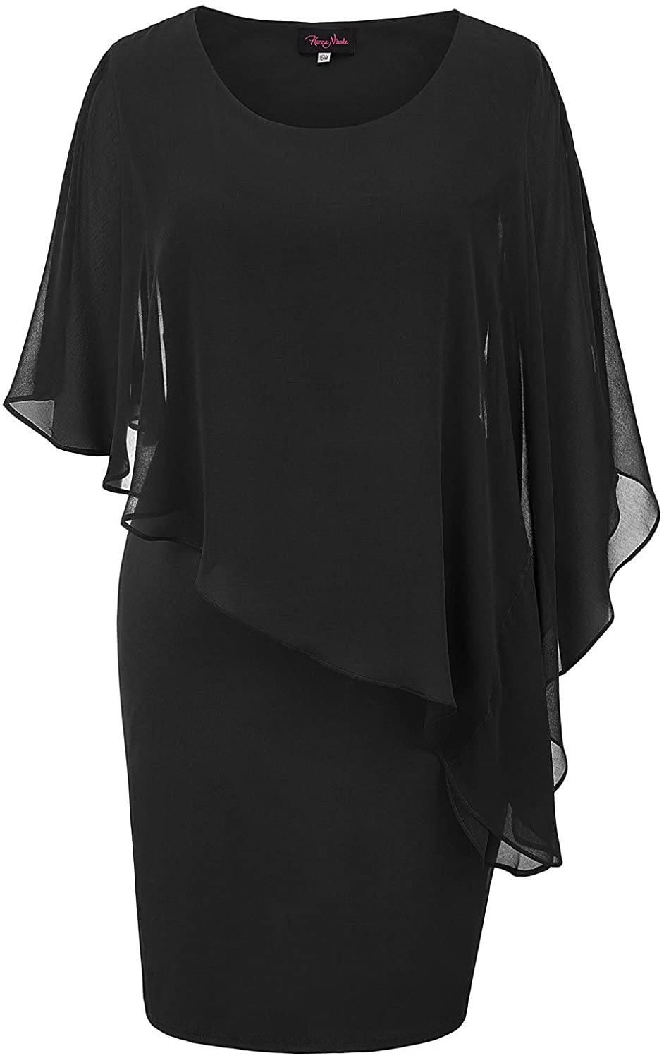 Hanna Nikole Plus Size Black Dresses for Women Funeral Short