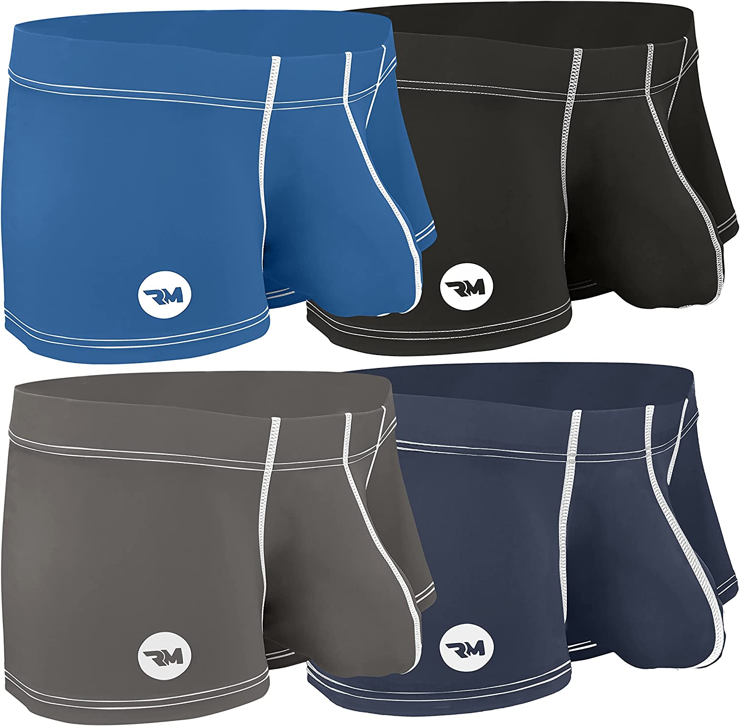 Bulge Enhancing Pouch Underwear for Men – 4 Ice Silk Mens Sports Briefs  with Siz