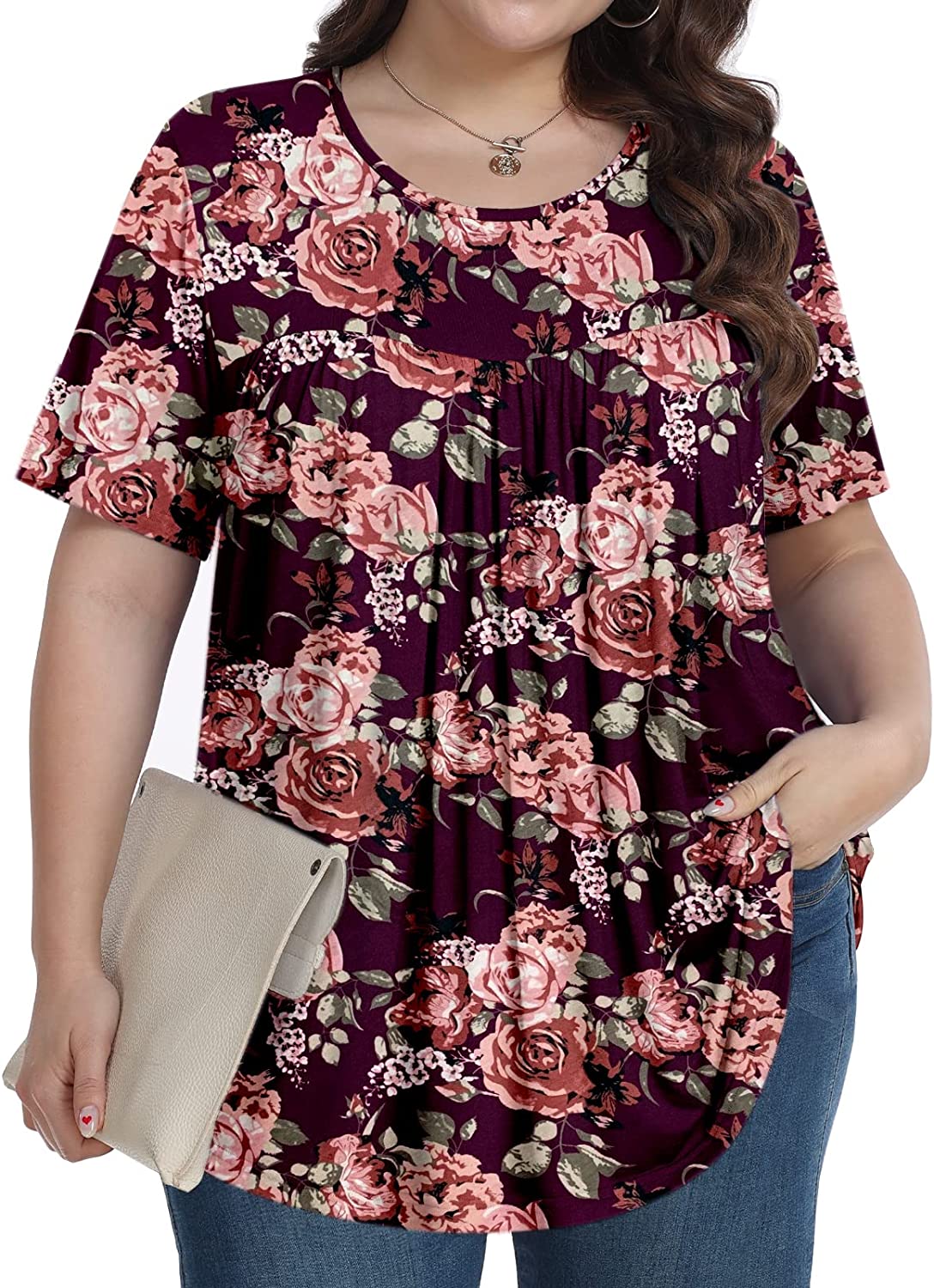 Tencede Womens Plus Size Tops Shirts Short Sleeve Crew Neck Tunic Casual  Soft Clothes Daisy 1X : : Clothing, Shoes & Accessories