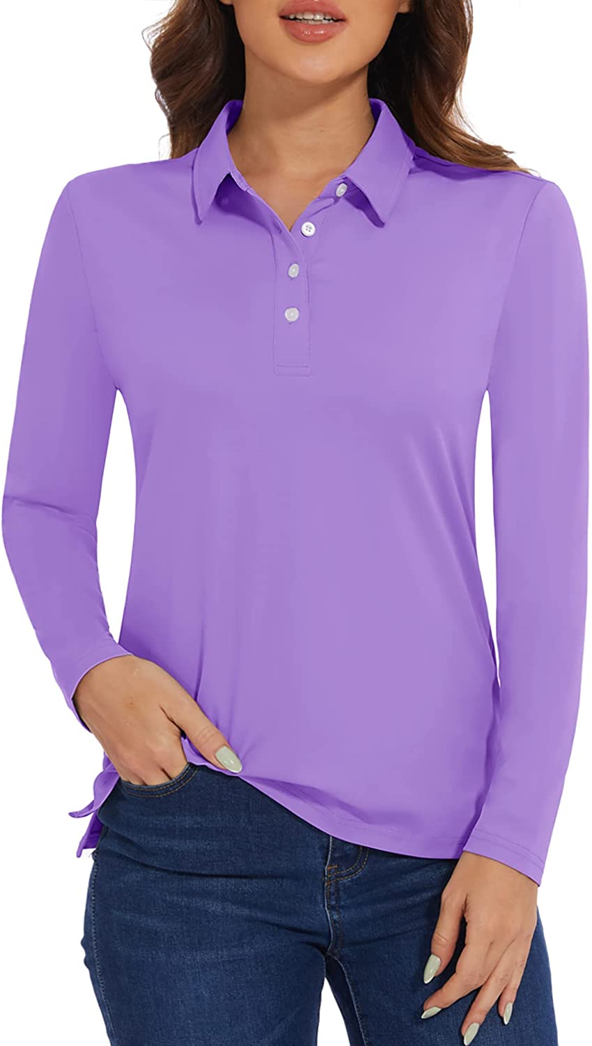 MAGCOMSEN Women's Polo Shirts Long Sleeve Golf T Shirt Quick Dry UPF 50 ...
