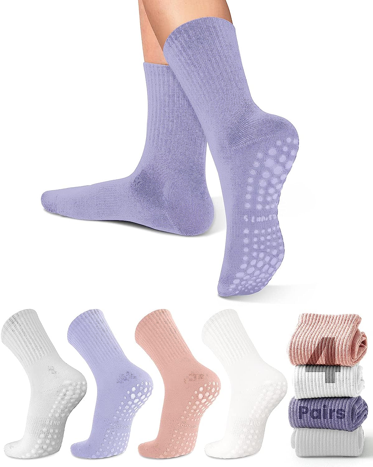 yeuG Grip Socks for Women Pilates Socks with Grips Open Top Non Slip Grippy  Sock
