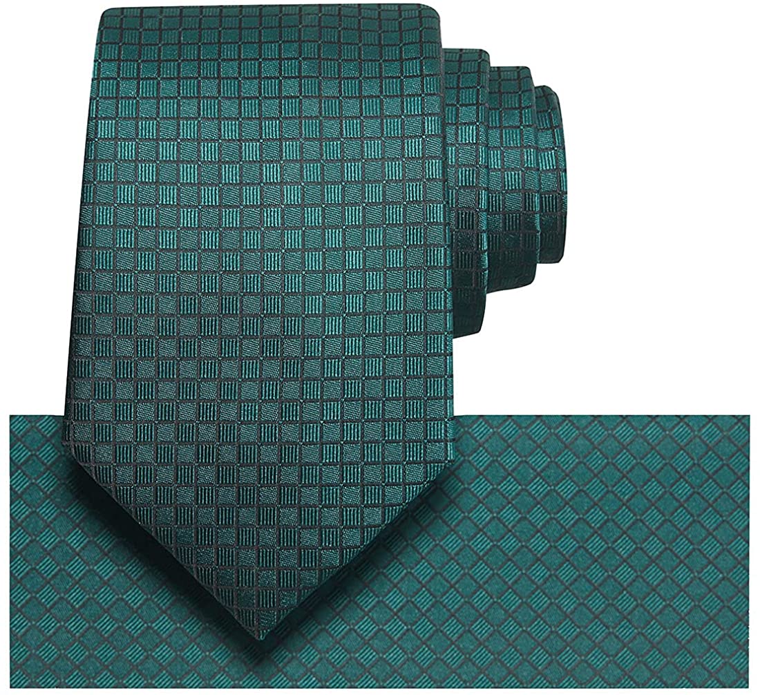 KissTies Tie And Pocket Square Solid Color Checkered Ties 