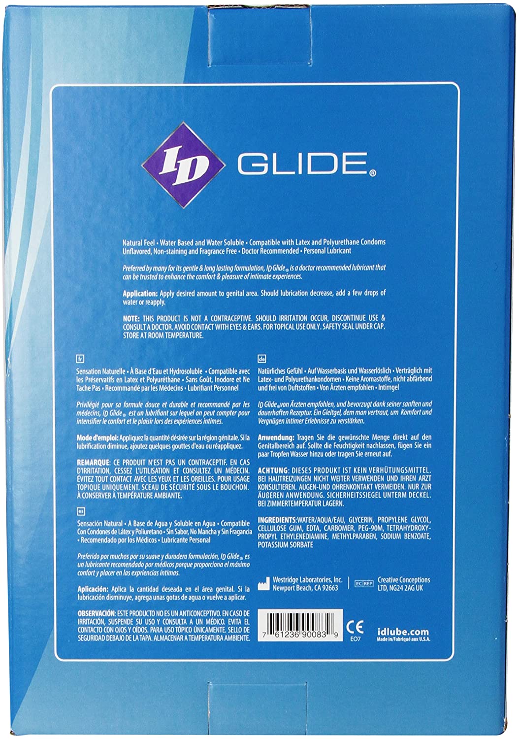 Id Glide 64 Fl Oz Natural Feel Water Based Personal Lubricant Ebay 8321