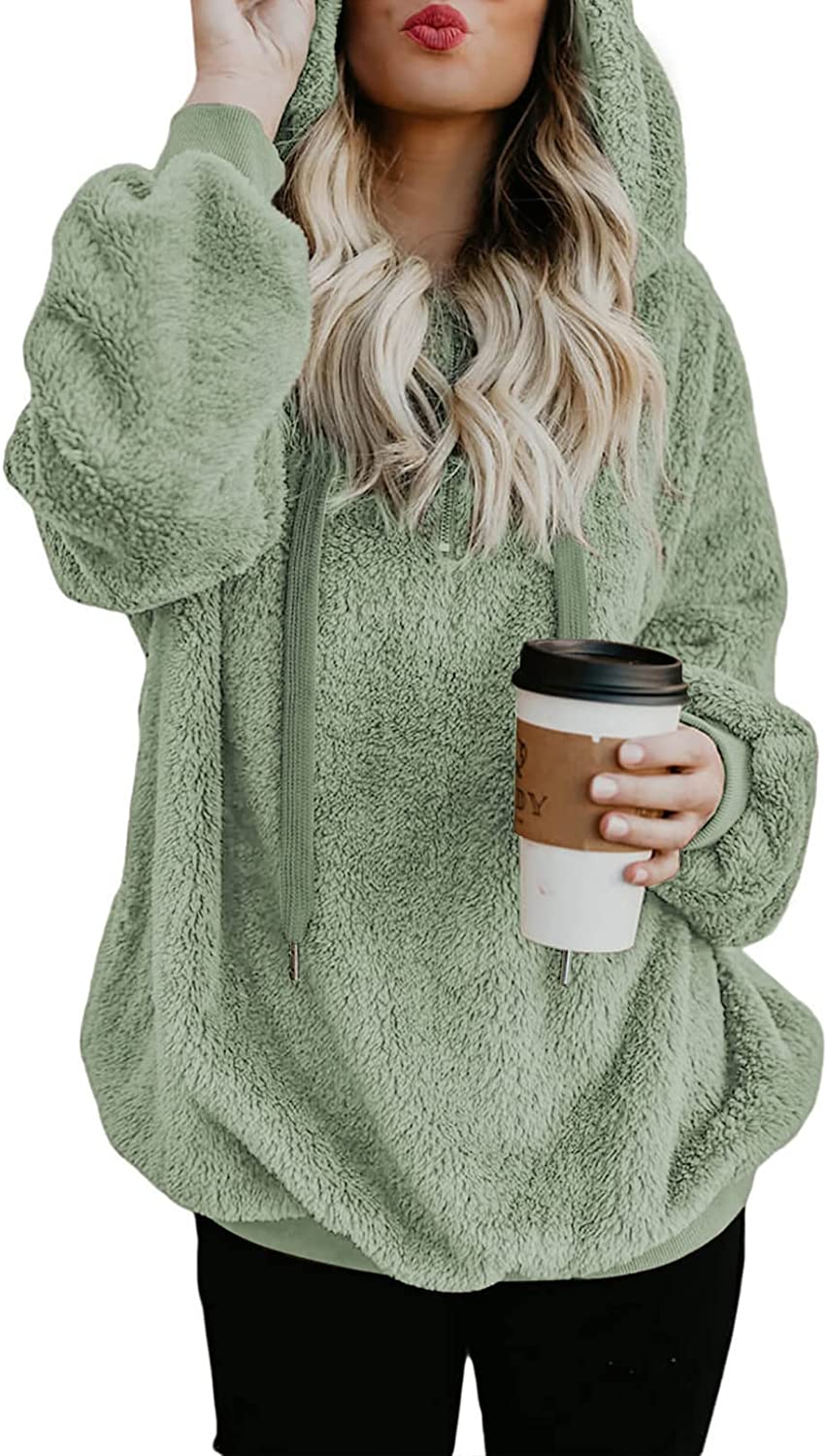Dokotoo Womens Oversized Cozy Soft Warm Thick Fuzzy Sweatshirt