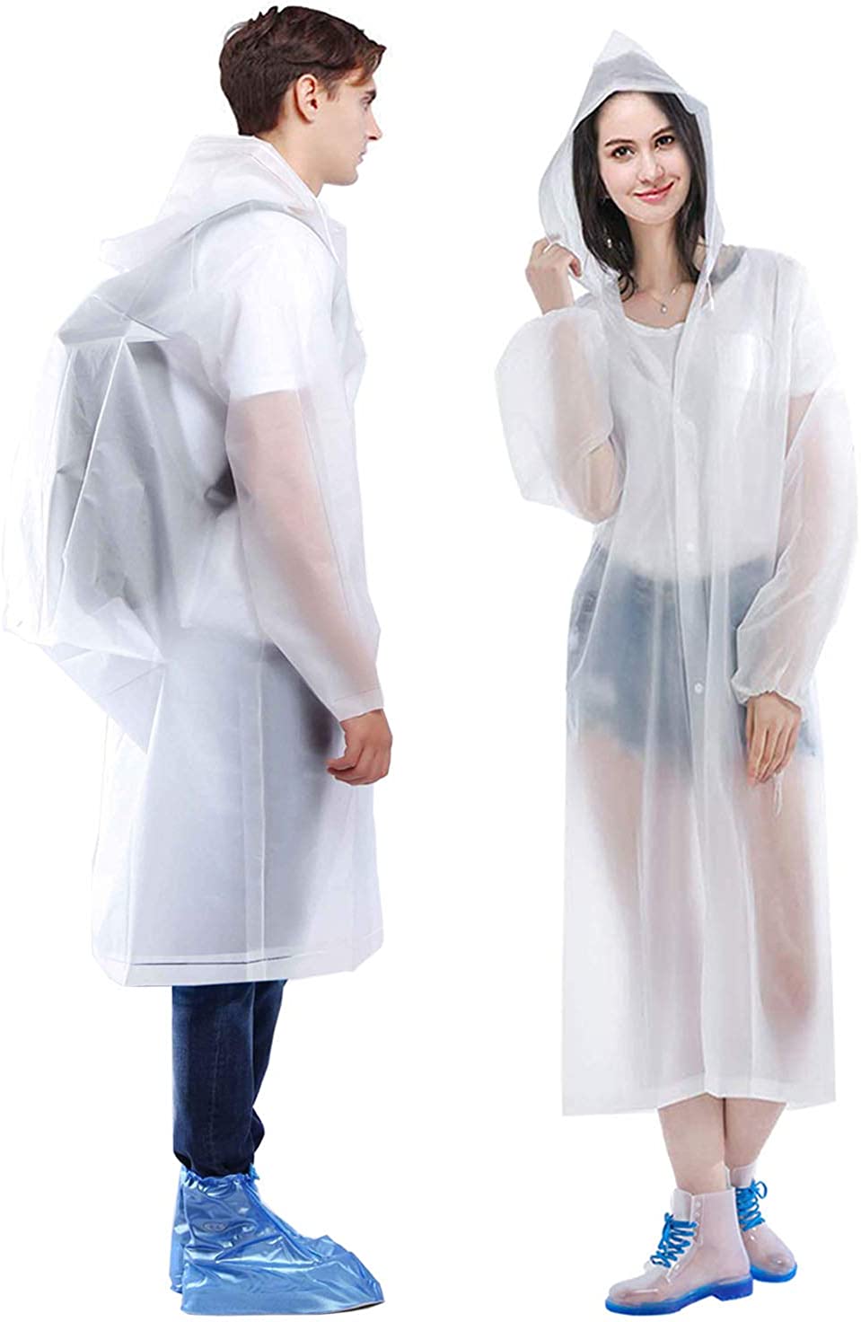 HLKZONE Raincoat, [2 Pack] Portable EVA Rain Coats Reusable Rain Poncho ...