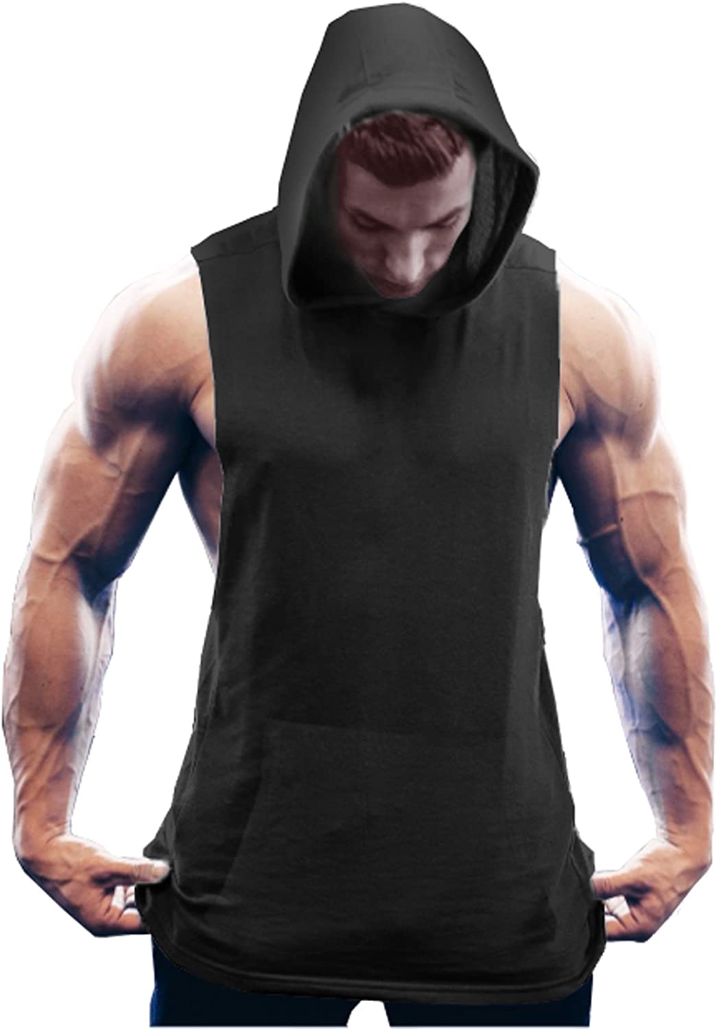 COOFANDY Mens Zip Up Workout Tank Tops Hooded Bodybuilding Fitness Muscle Cut T Shirt Sleeveless Gym Hoodies