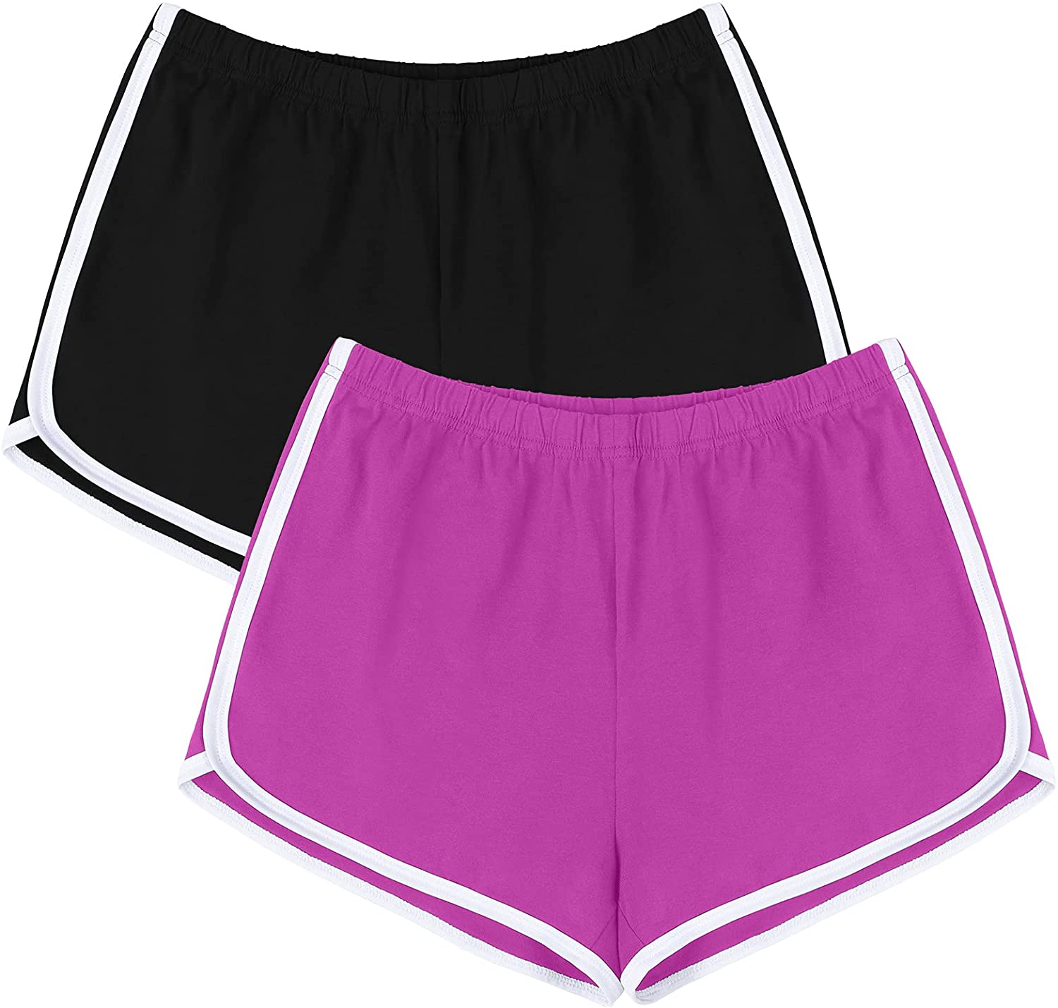 URATOT 2 Pack Cotton Sport Shorts Yoga Dance Short Pants Summer Athletic  Shorts