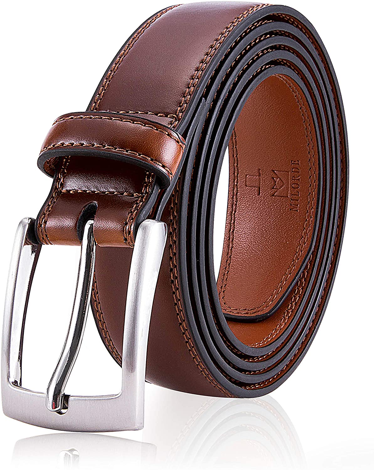 100% Cow Leather Handmade Mark Fred Men's Genuine Leather Dress Belt