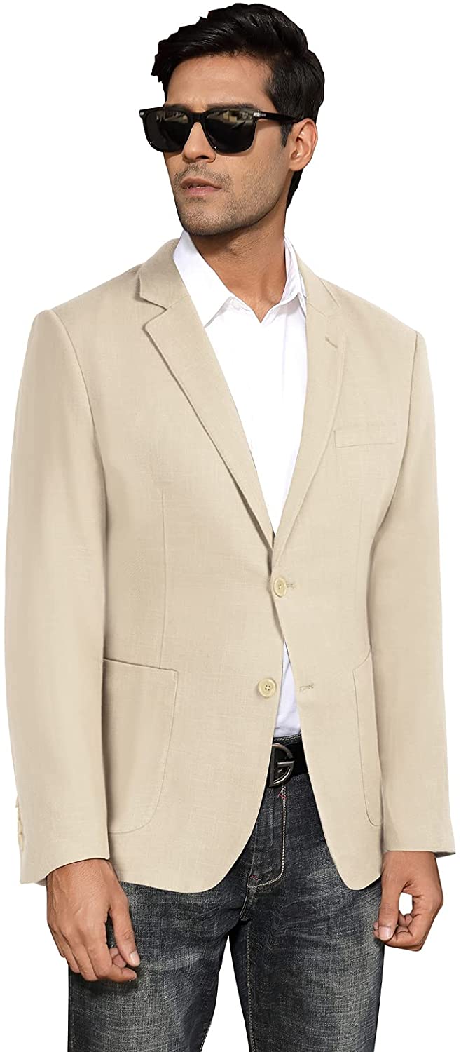 PJ PAUL JONES Men's Casual Slim Fit Linen Jacket Lightweight 2 Button Blazer Sport Coat