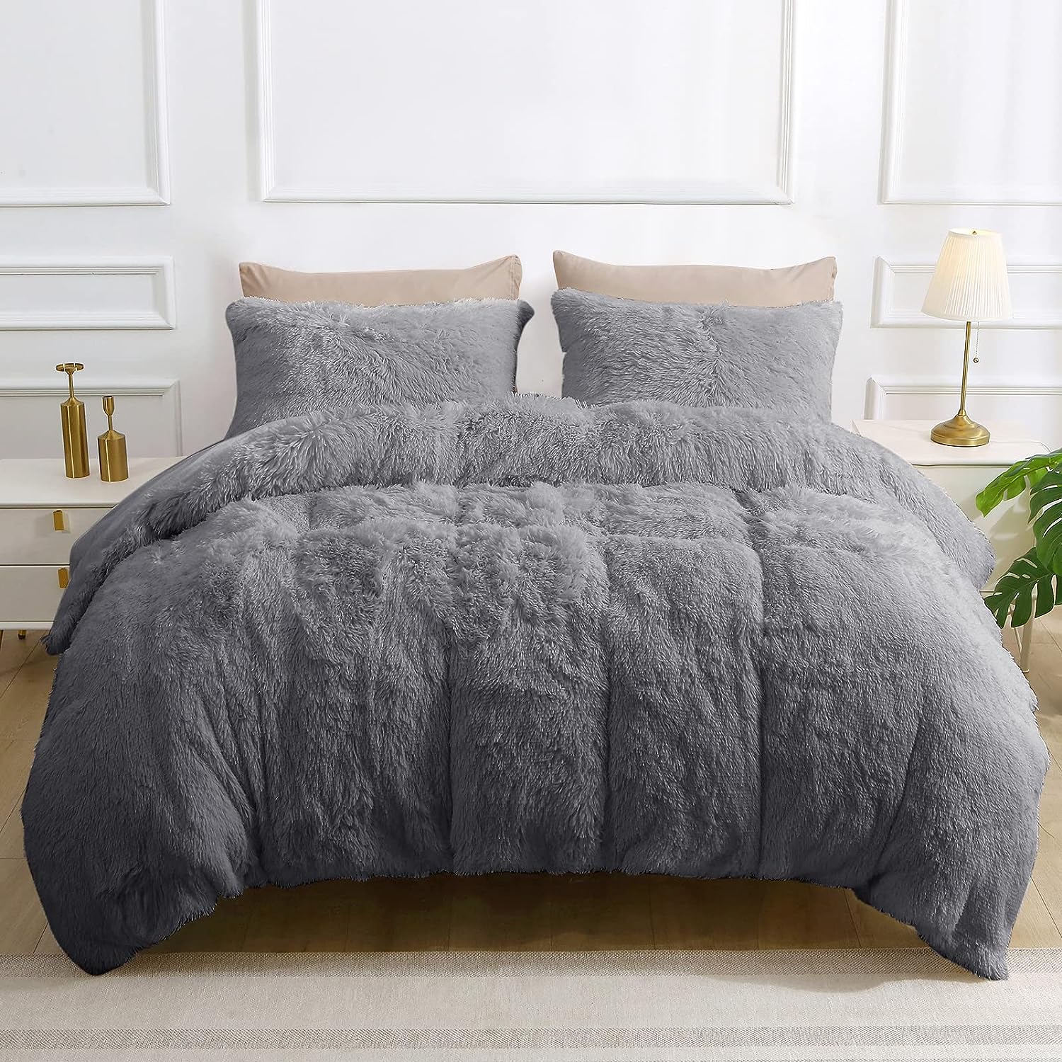 Fluffy Duvet Cover With Pillow Cover 3 Pieces Set