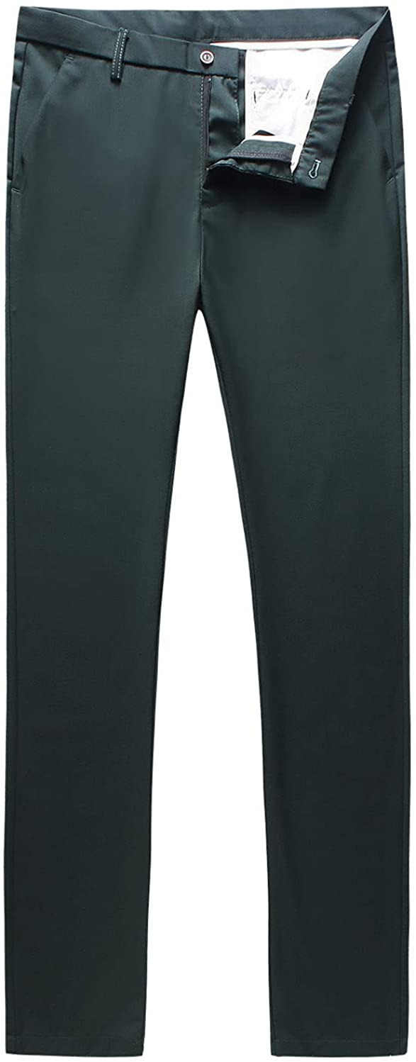 MOGU Mens Slim Fit Front Flat Casual Pants