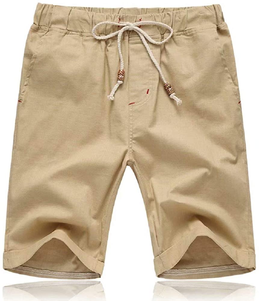 Tansozer Mens Summer Casual Shorts Cotton with Elasticated Waistband
