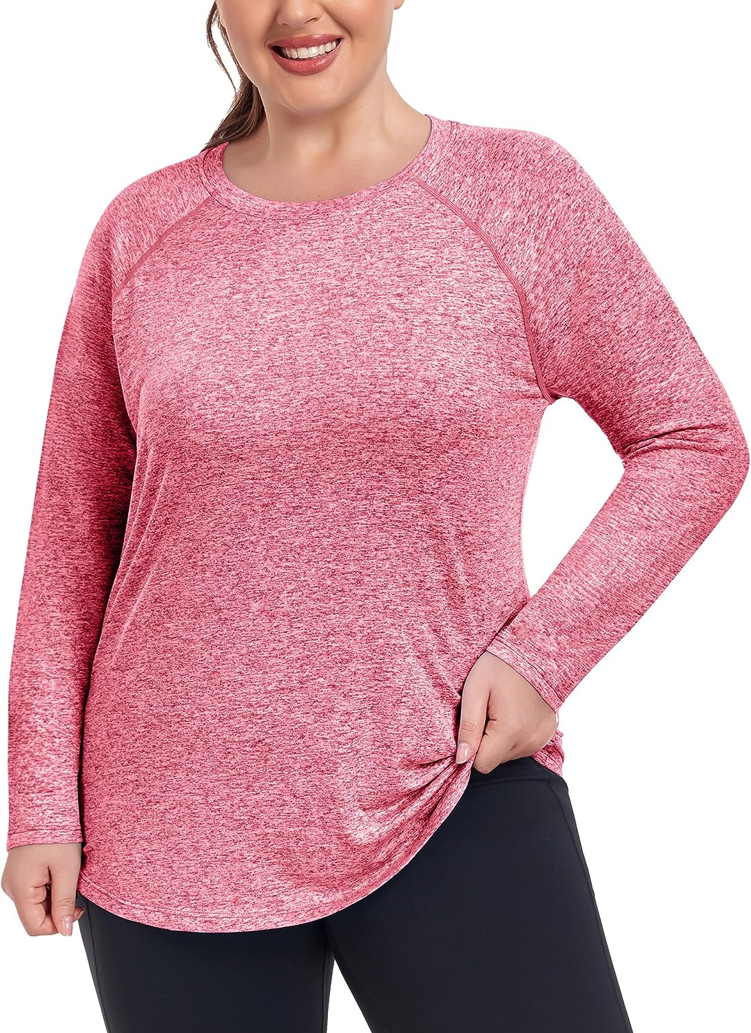 COOTRY Plus Size Workout Tops for Women Long Sleeve Loose Fit Shirts  Athletic Yo