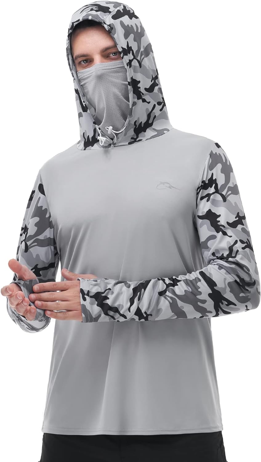 Fishingfins Performance Camo Hoodie Fishing Shirt Gray L