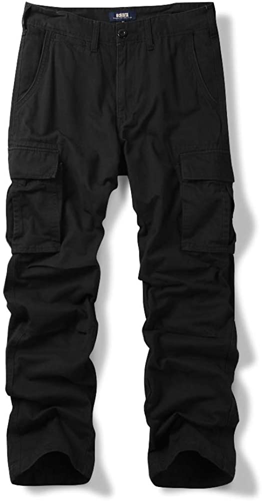 OCHENTA Men's Casual Military Cargo Pants Baggy Camo Work Trousers with 8  Pockets (No Belt)