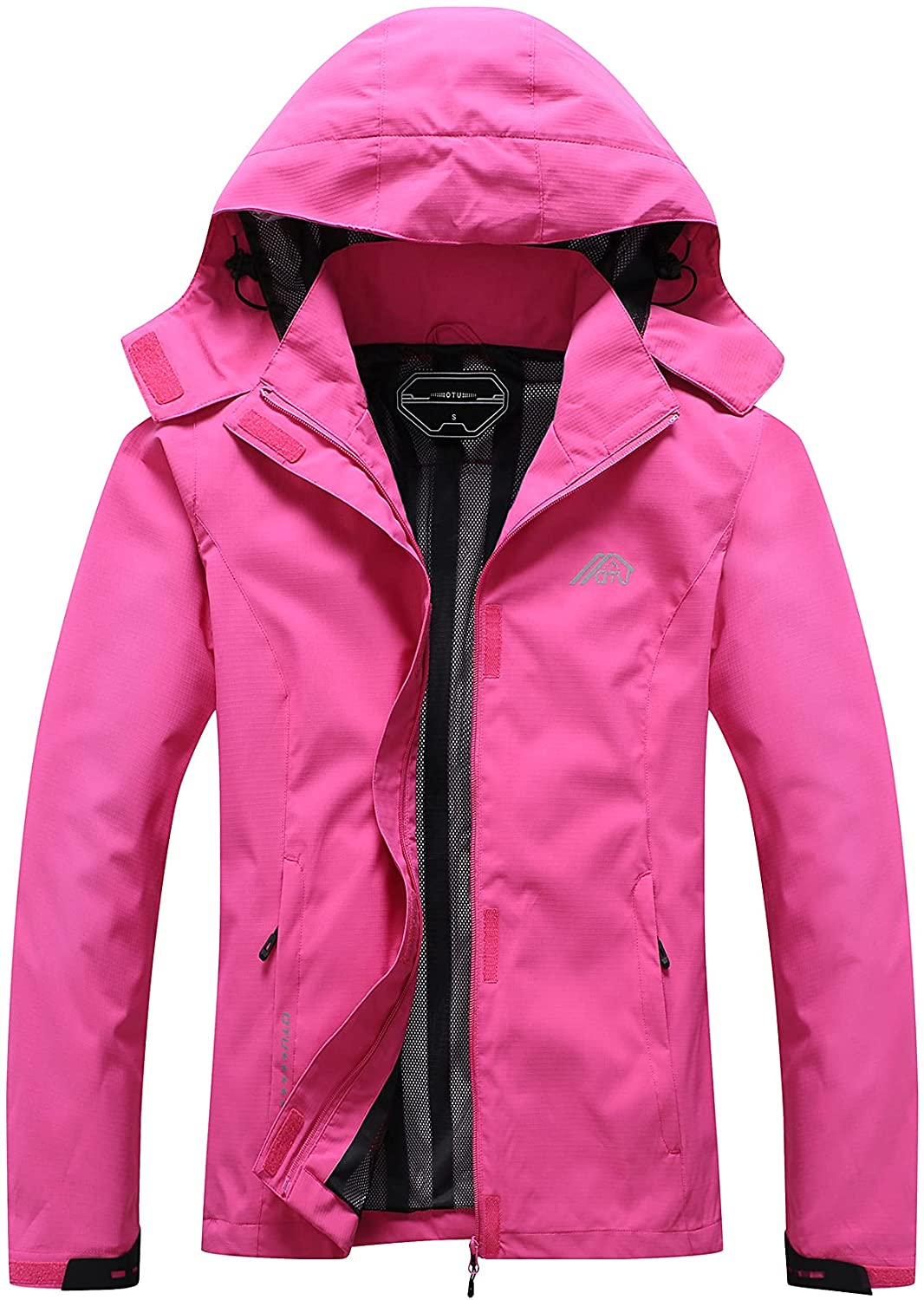 OTU Women's Waterproof Rain Jacket Lightweight Hooded Raincoat for Hiking Travel Outdoor