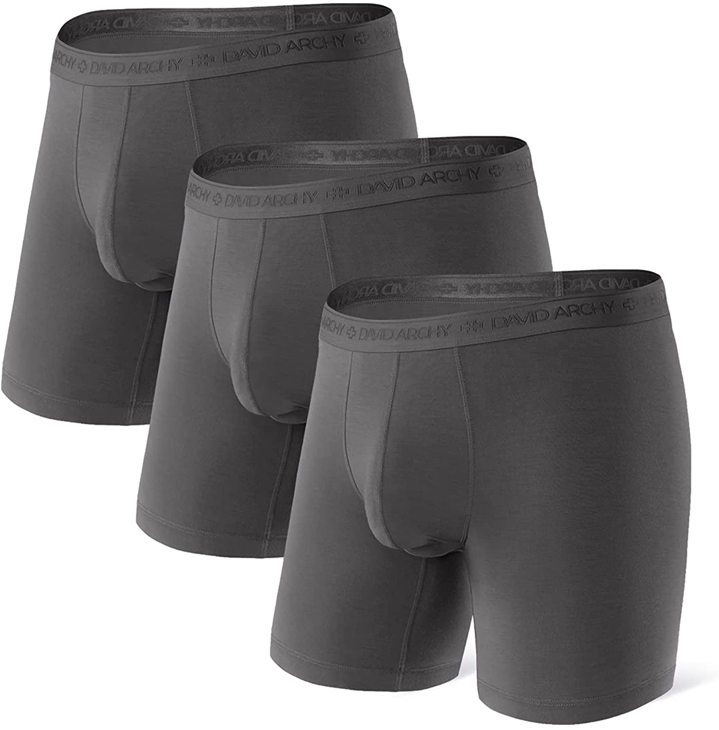 DAVID ARCHY Men's 3 Pack Underwear Micro Modal Separate Pouches Boxer Briefs  wit