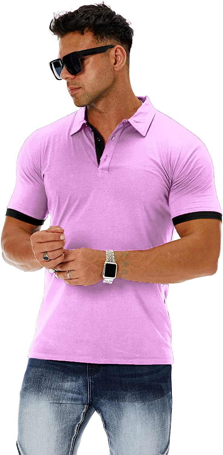 CNROS Men's Short Sleeve Solid Polo Shirt Slim Fit Casual Basic Designed |  eBay