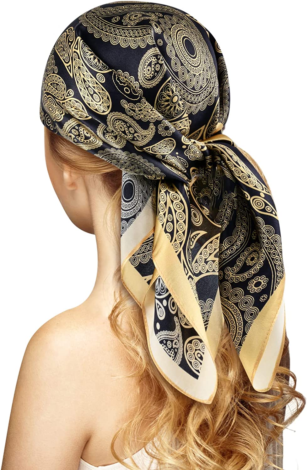 HAIMEIKANG Satin Head Scarves Square Silk Feeling Hair Scarf 4 PCS 23.18  Inches Headscarf for Women Silk Hair Bandanas（60cm#mix1 at  Women's  Clothing store