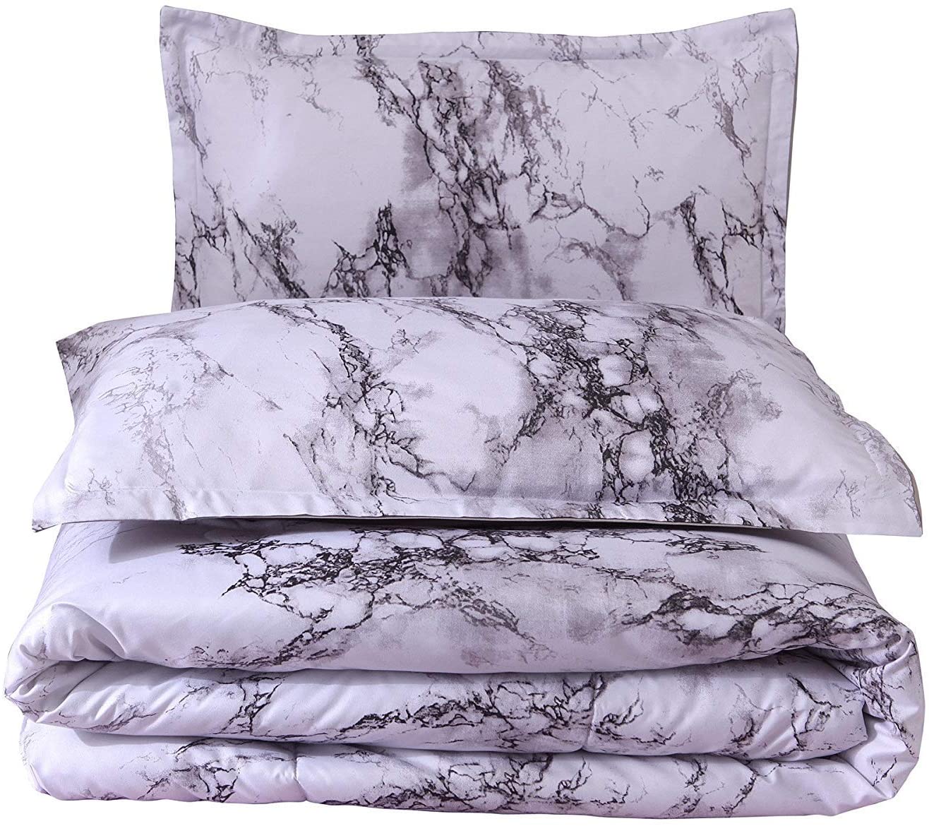 A Nice Night Closure-Printed Marble Ultra Soft Comforter Set Bed-in-a-Bag,Queen