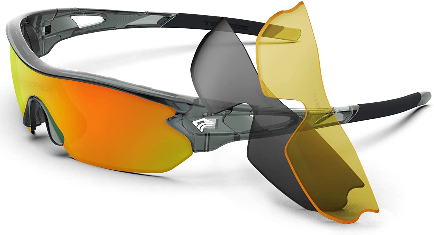 Torege Polarized Sports Sunglasses With 3 Interchangeable Lenes for Men  Women Cy