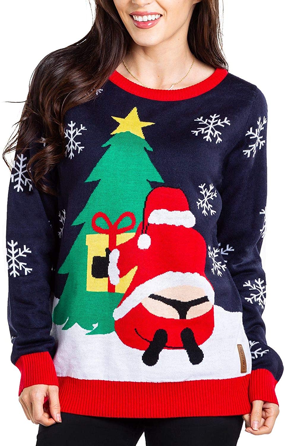 Tipsy Elves Cute Animal and Santa Claus Ugly Christmas Sweater for Women  Funny A