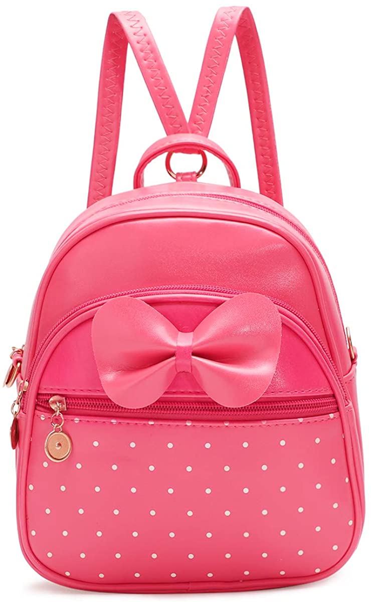 KL928 Girls Bowknot Polka Dot Cute Mini Backpack Small Daypacks Convertible  Shoulder Bag Purse for Women