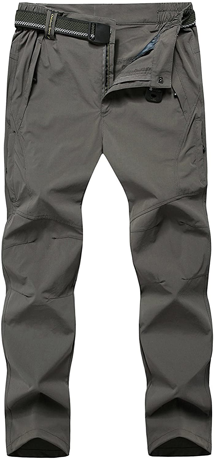 TBMPOY Men's Hiking Cargo Pants Outdoor Mountain Camping Fishing Zipper Pockets 