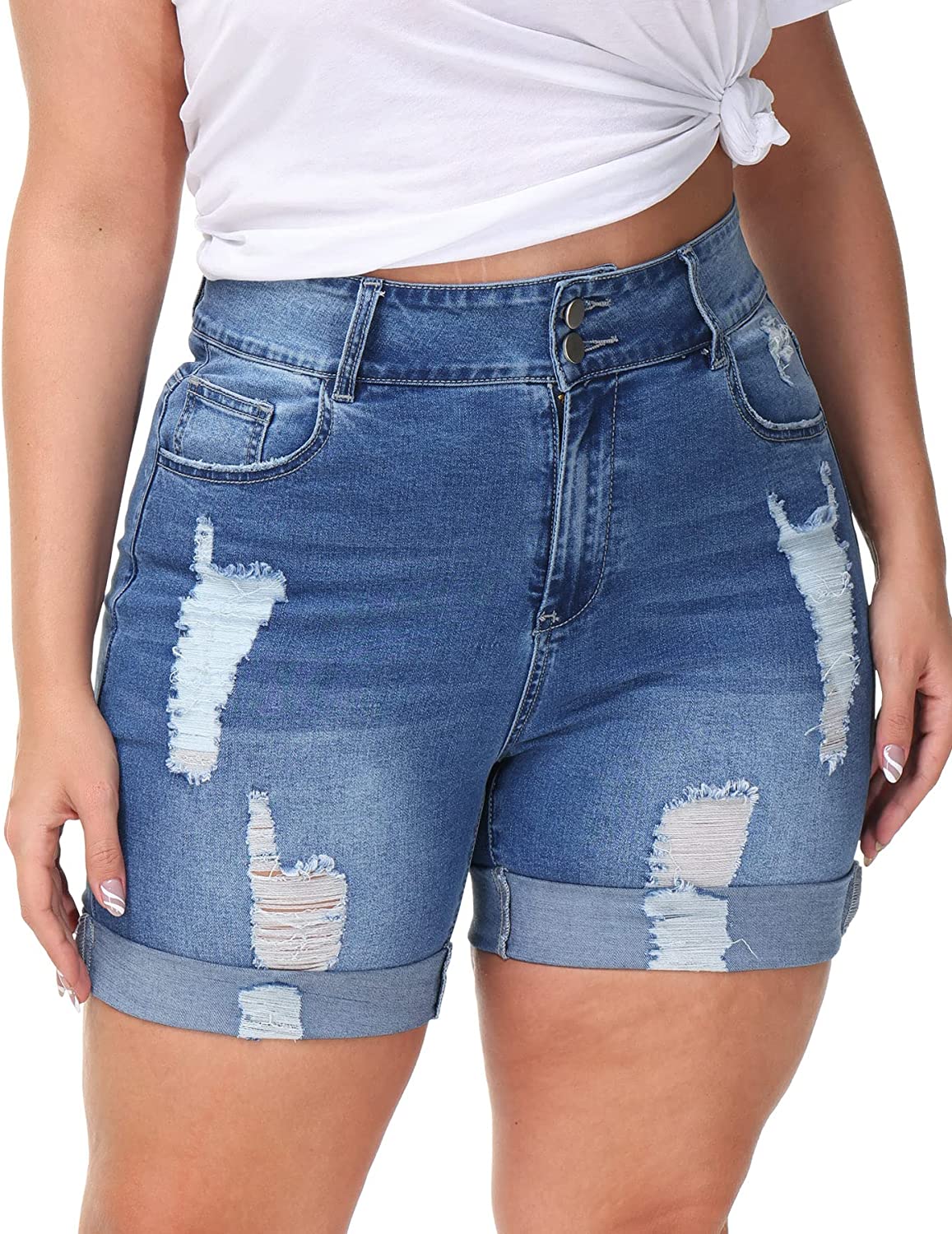 Genleck Women's Juniors Criss Crossover Jean Shorts High Waisted Stretchy  Denim Shorts Casual Summer Hot Shorts(Blue,XS-XL) at Amazon Women's  Clothing store