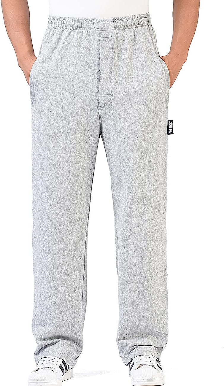  Zoulee Men's Casual Cotton Jogger Sweatpants Zipper Front Pants  Medium Thick Black S : Clothing, Shoes & Jewelry