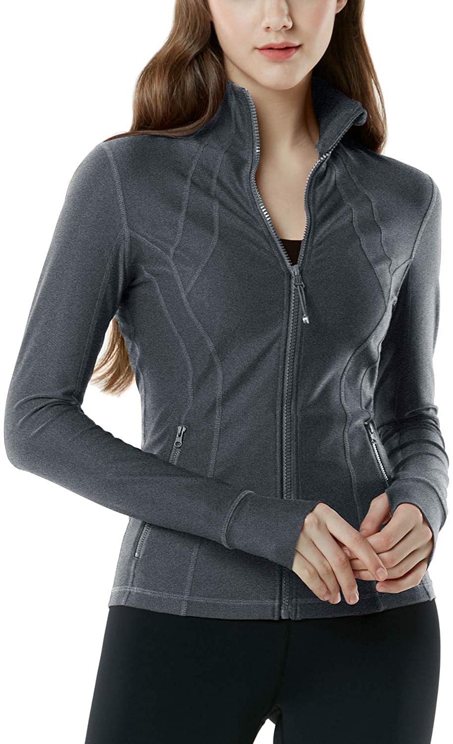 TSLA Women's Full Zip Workout Jackets, Long Sleeve Active Track Running ...