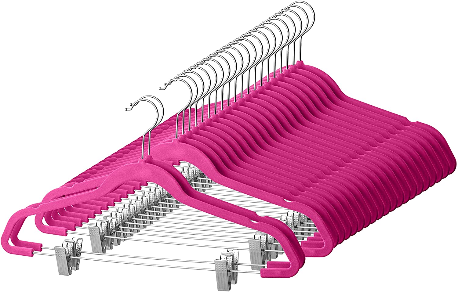 Premium Velvet Skirt Hangers (20 Pack) Non Slip Velvet Pants Hangers with Metal Clips 360° Hook Durable Ultra Thin Space Saving Velvet Hangers