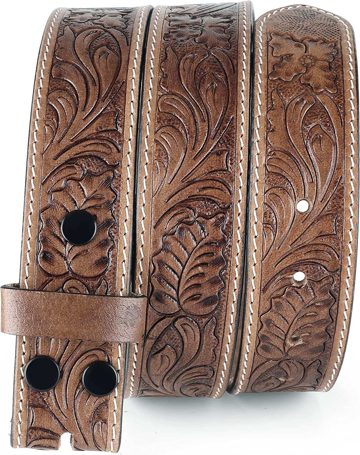 F&L CLASSIC Belt for buckle Western Leather Engraved Tooled Strap w/Snaps  for In