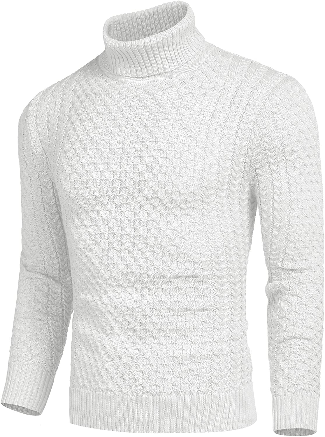 Coofandy Mens Turtleneck Pullover Knitted Long Sleeve Shirt Fine Knit Sweater Casual Slim Fit Basic Mens Pullover