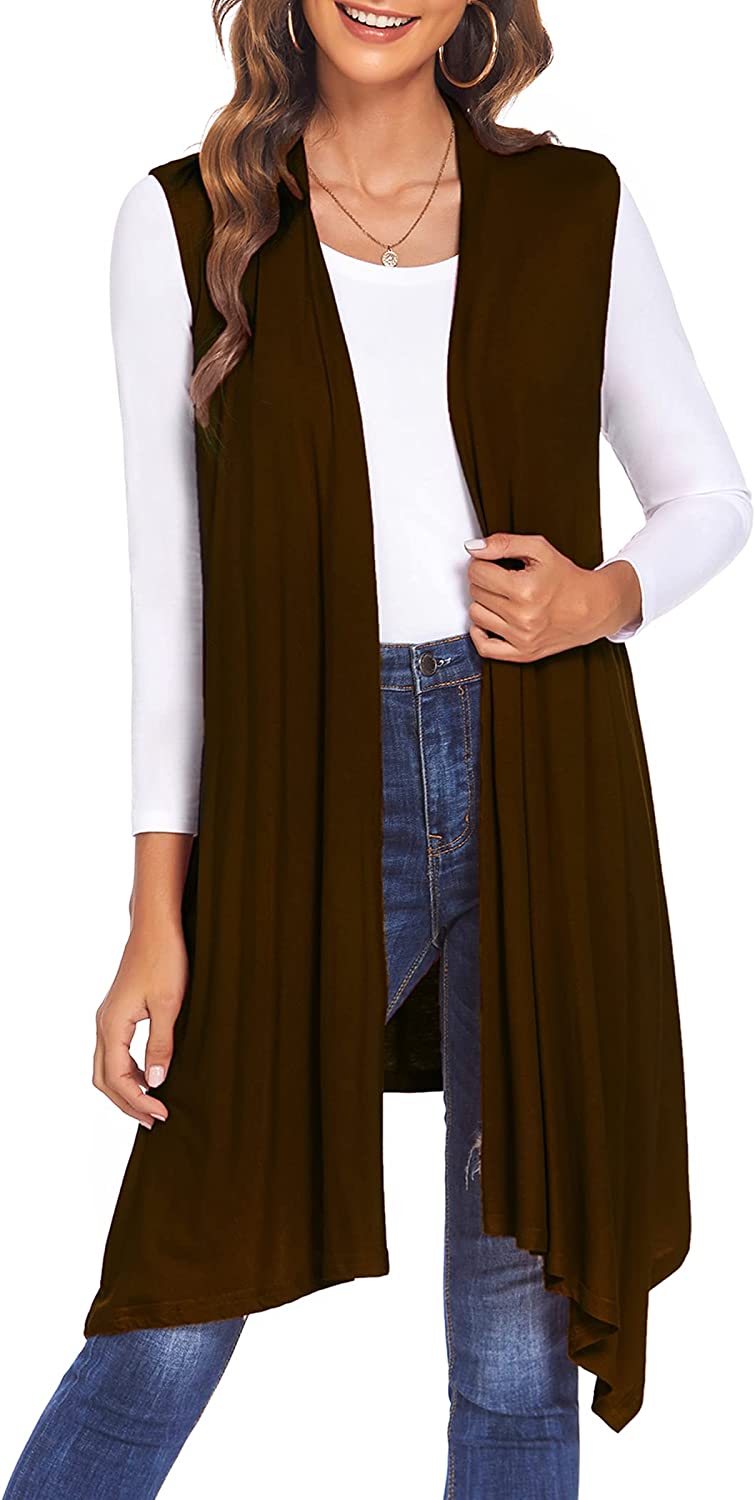 Beyove Womens Long Vests Sleeveless Draped Lightweight Open Front Cardigan  Layering Vest with Side Pockets : : Clothing, Shoes & Accessories