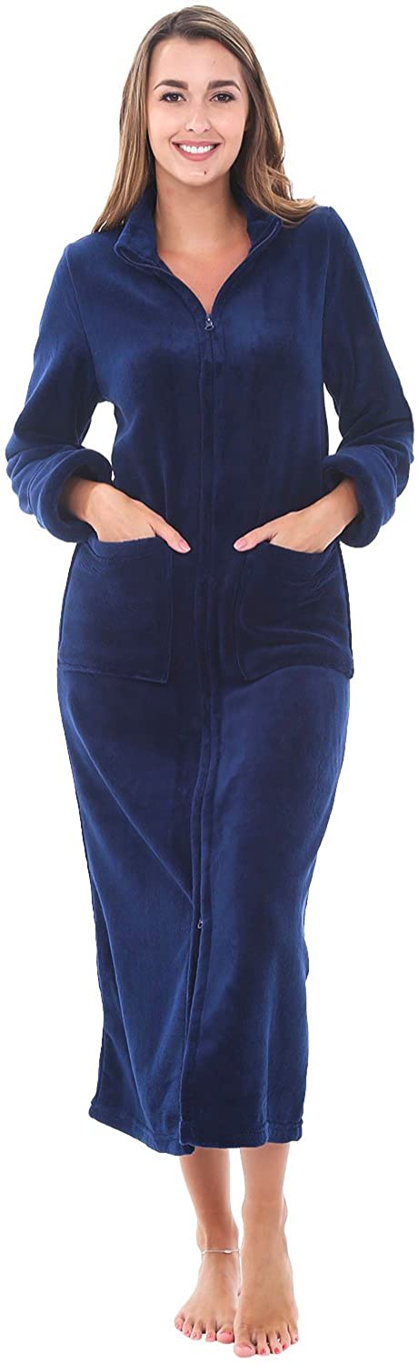 Alexander Del Rossa Women's Zip Up Fleece Robe, Warm Fitted Bathrobe :  : Clothing, Shoes & Accessories