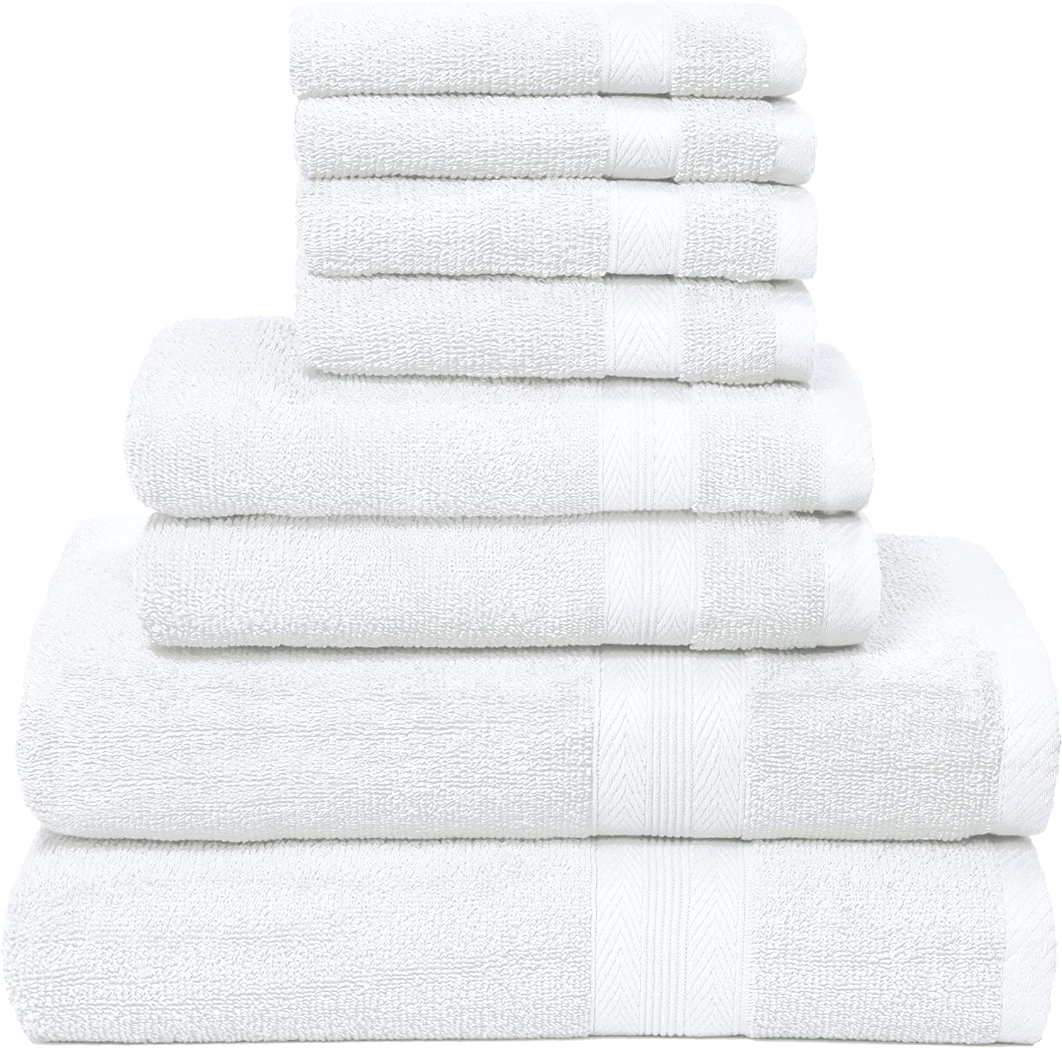 BOUTIQUO Light Grey Towel Set - 8 Piece Bathroom Towel Set - 100% Ring Spun  Cotton, 2 Bath Towel 27x54, 2 Hand Towel 16x28 and 4 Washcloth 13x13 