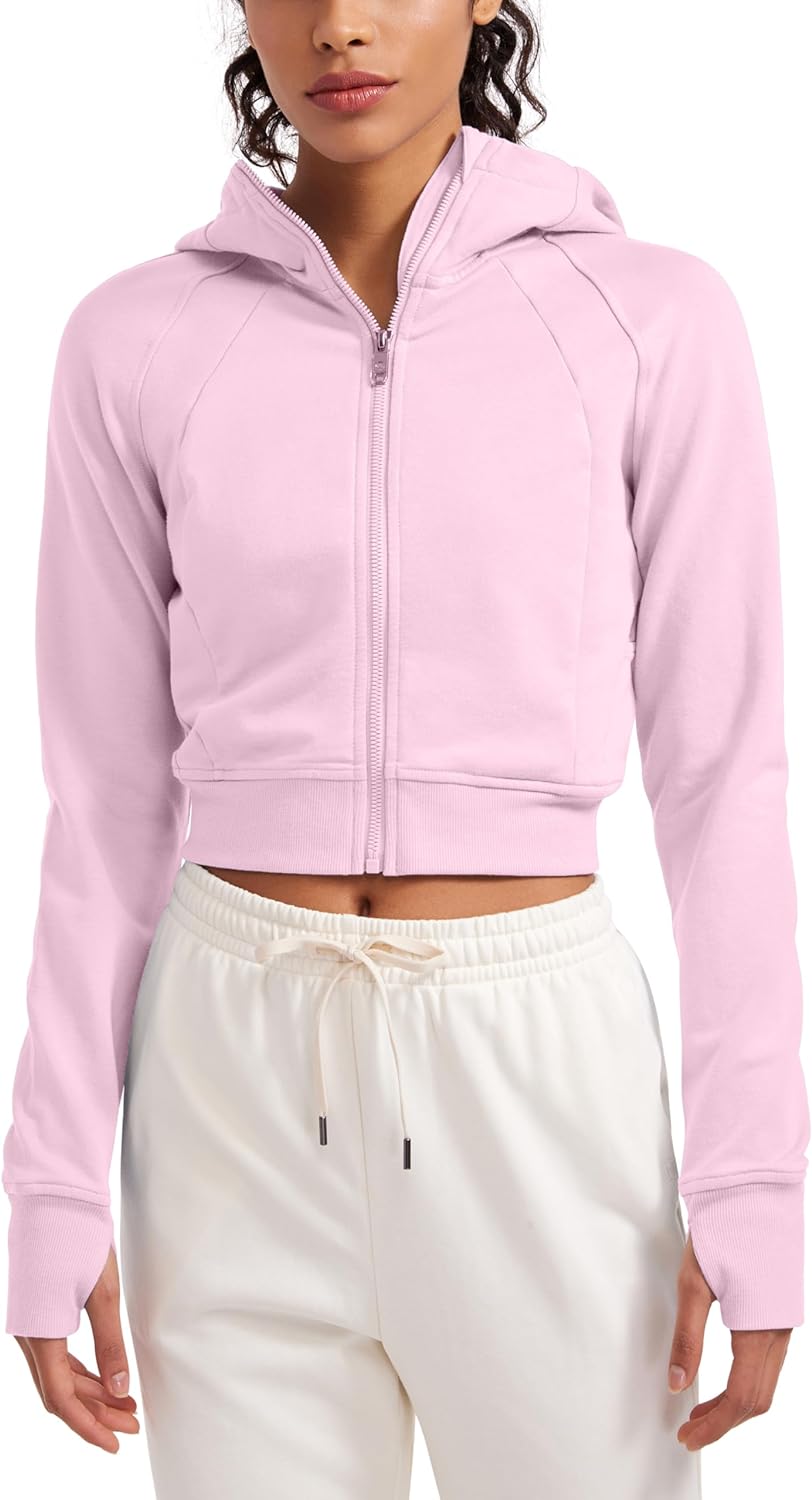 CRZ YOGA Womens Zip Up Cropped Hoodie Full Zip Workout Jacket Athletic  Casual Lo