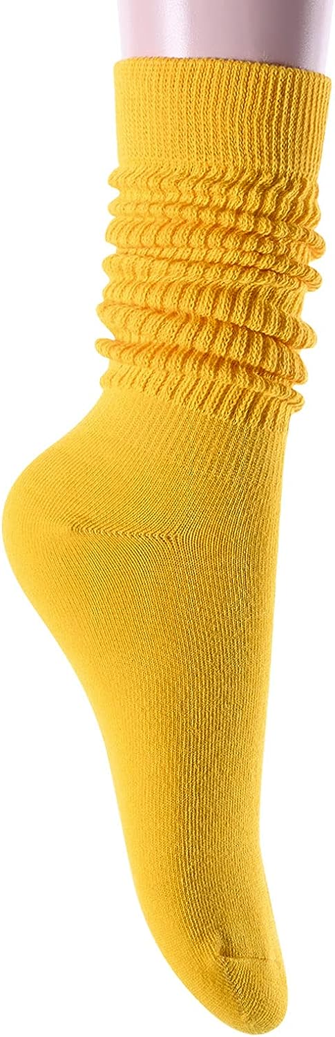 Novelty Yellow Slouch Socks For Women, Yellow Scrunch Socks For