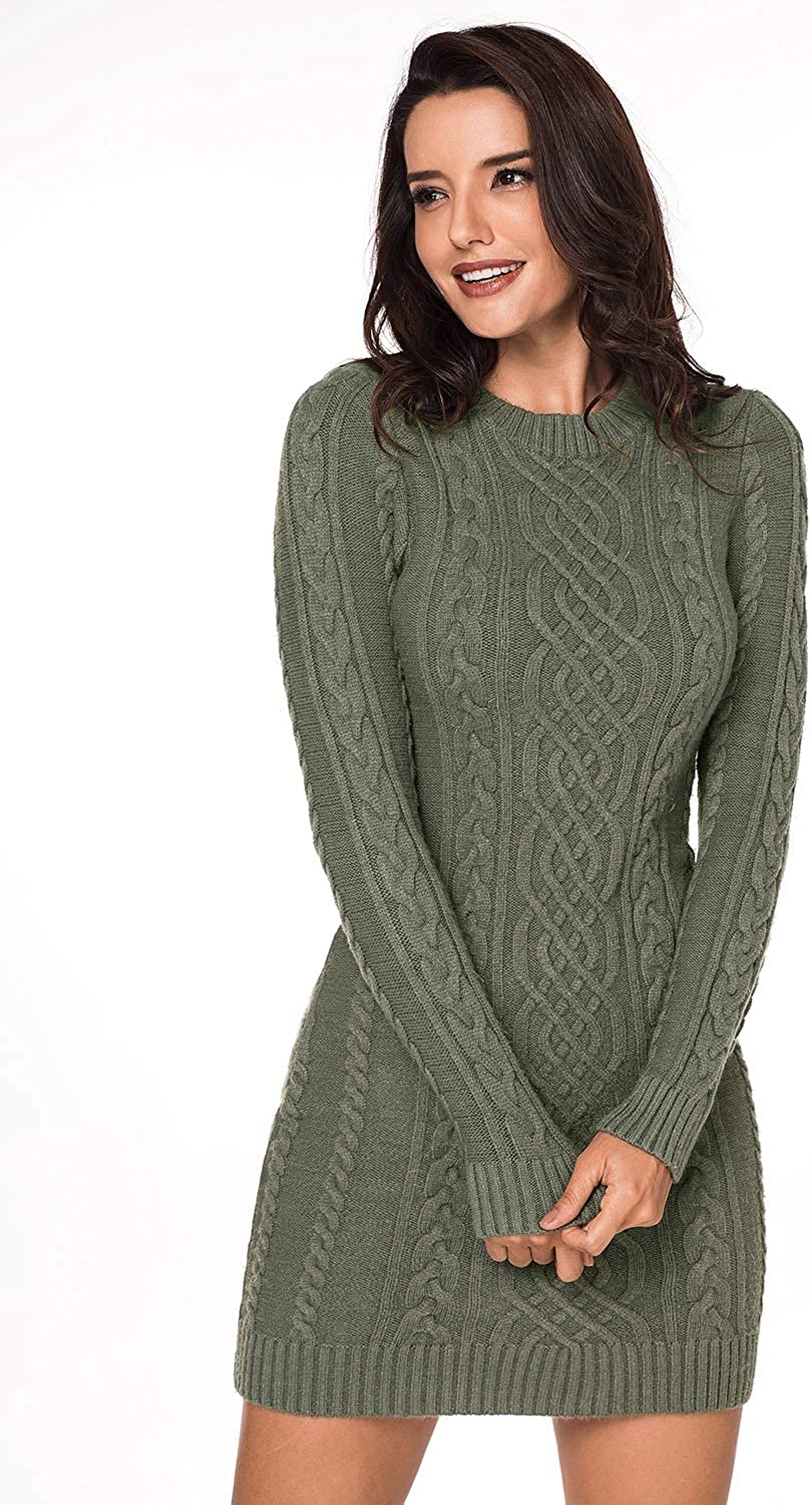 LaSuiveur Women's Slim Fit Cable Knit Long Sleeve Sweater Dress eBay