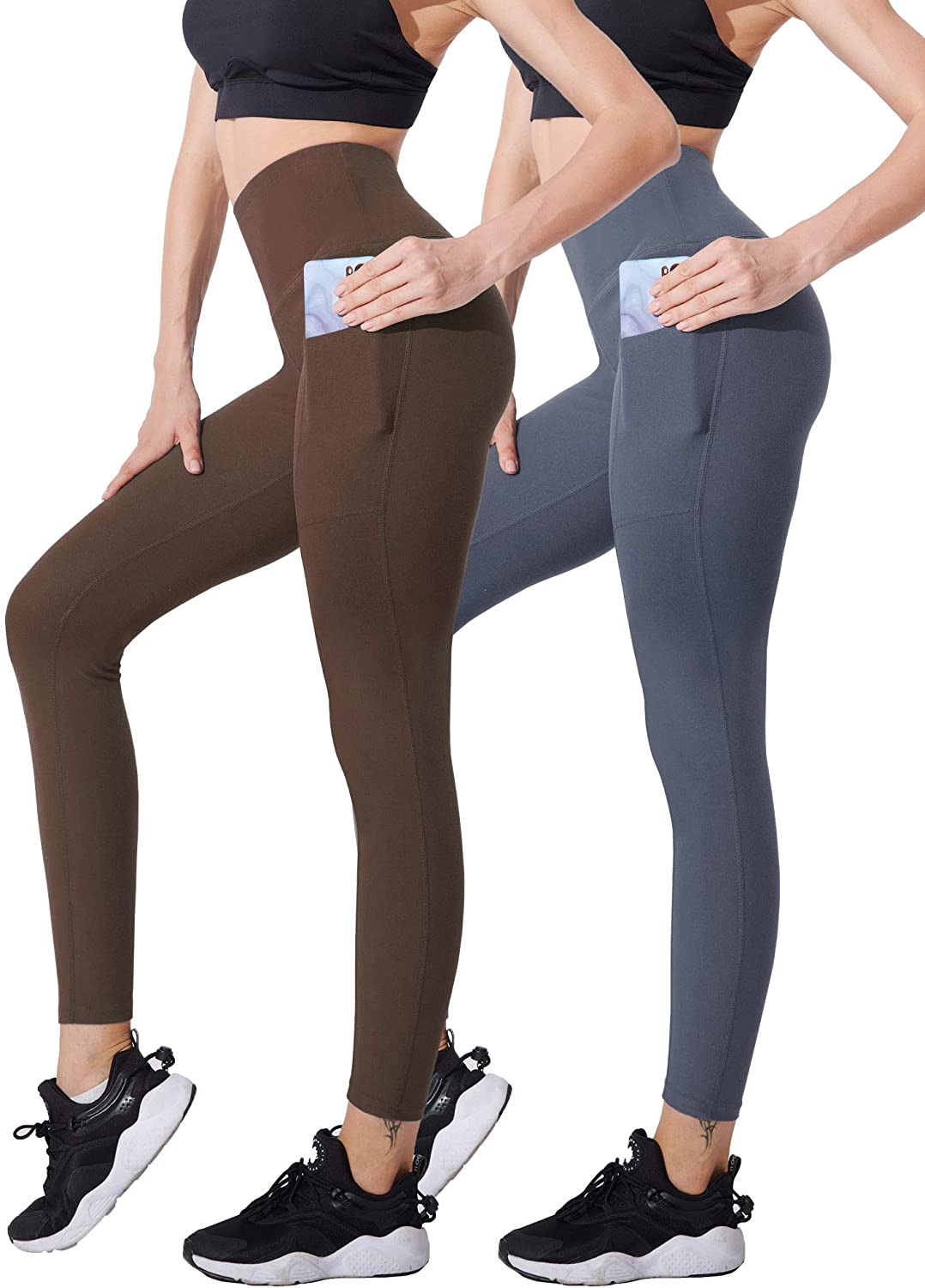 Tummy Control Yoga Pants with Pockets,2 or 3 Pack CADMUS High Waisted Workout Leggings for Women 