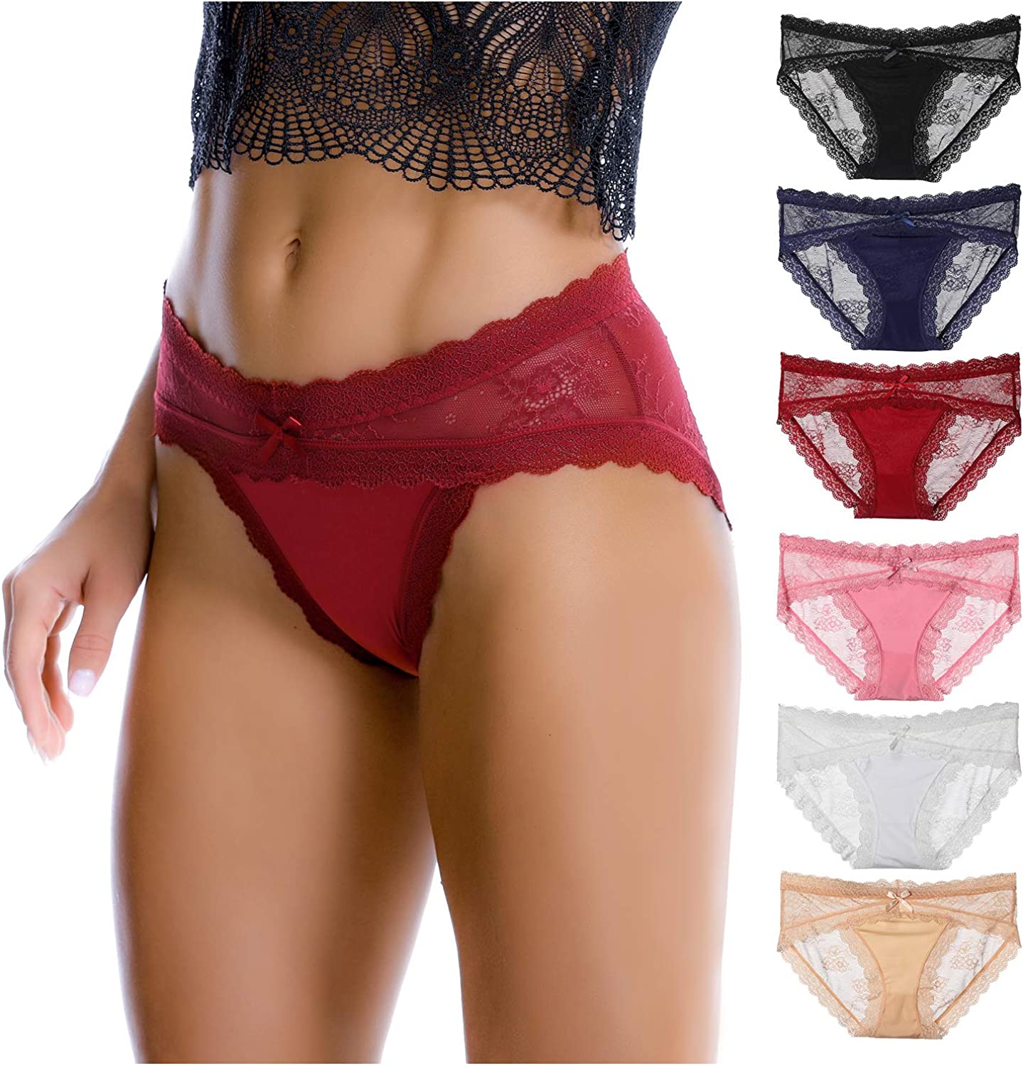 Ladies Briefs Lingere Panty Women Lace Underwear Breathable Hipster Panties  Stretch Seamless Briefs
