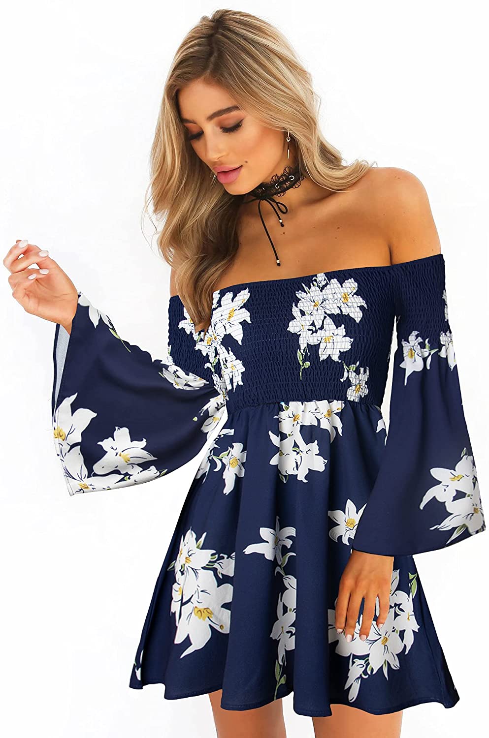 Buy ONEYIM Women's Dress Summer Floral Long Sleeve Off Shoulder Casual Mini  Dresses Online at desertcartSeychelles