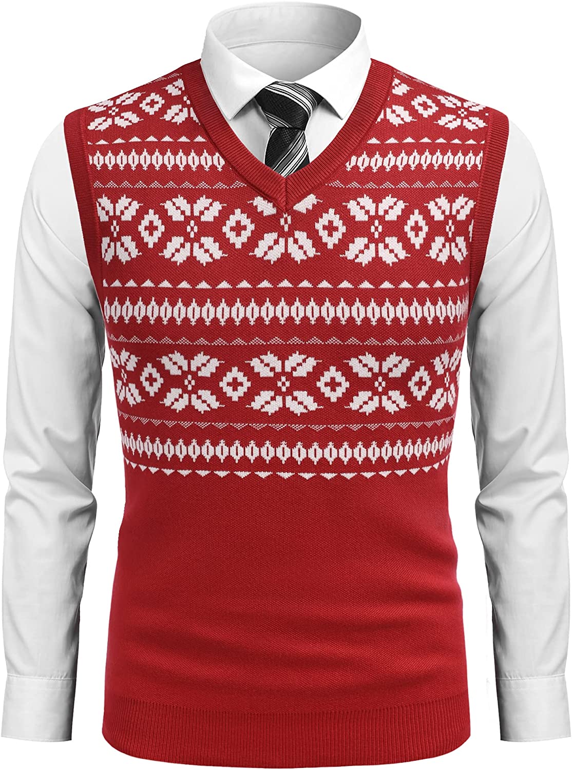 Men Cotton Solid, V Neck, Pullover Knitted Sleeveless Sweater Vest