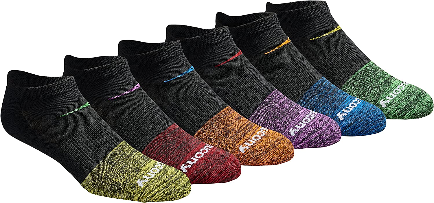 SAUCONY Men's No-Show Performance Socks, 6 Pack