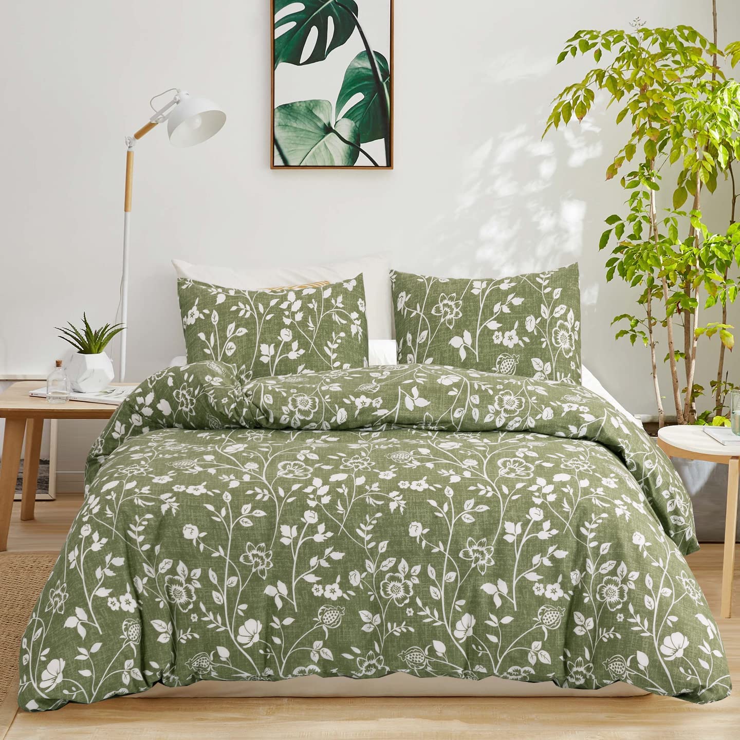 green botanical duvet cover