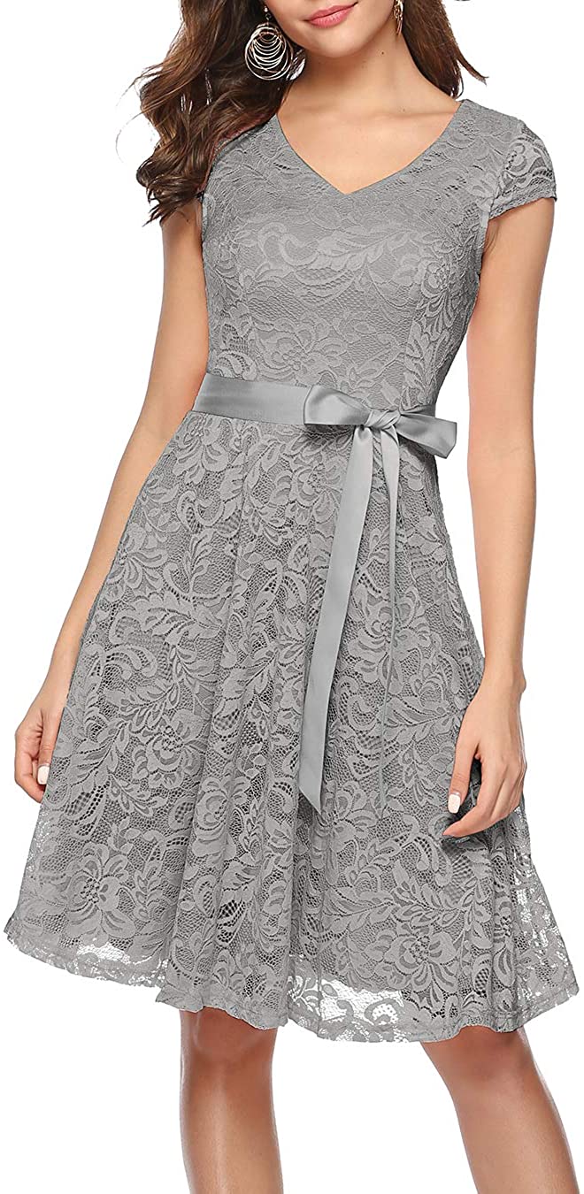 BeryLove Women's Floral Lace Short Bridesmaid Dress Cap Sleeve Cocktail  Party Dr | eBay