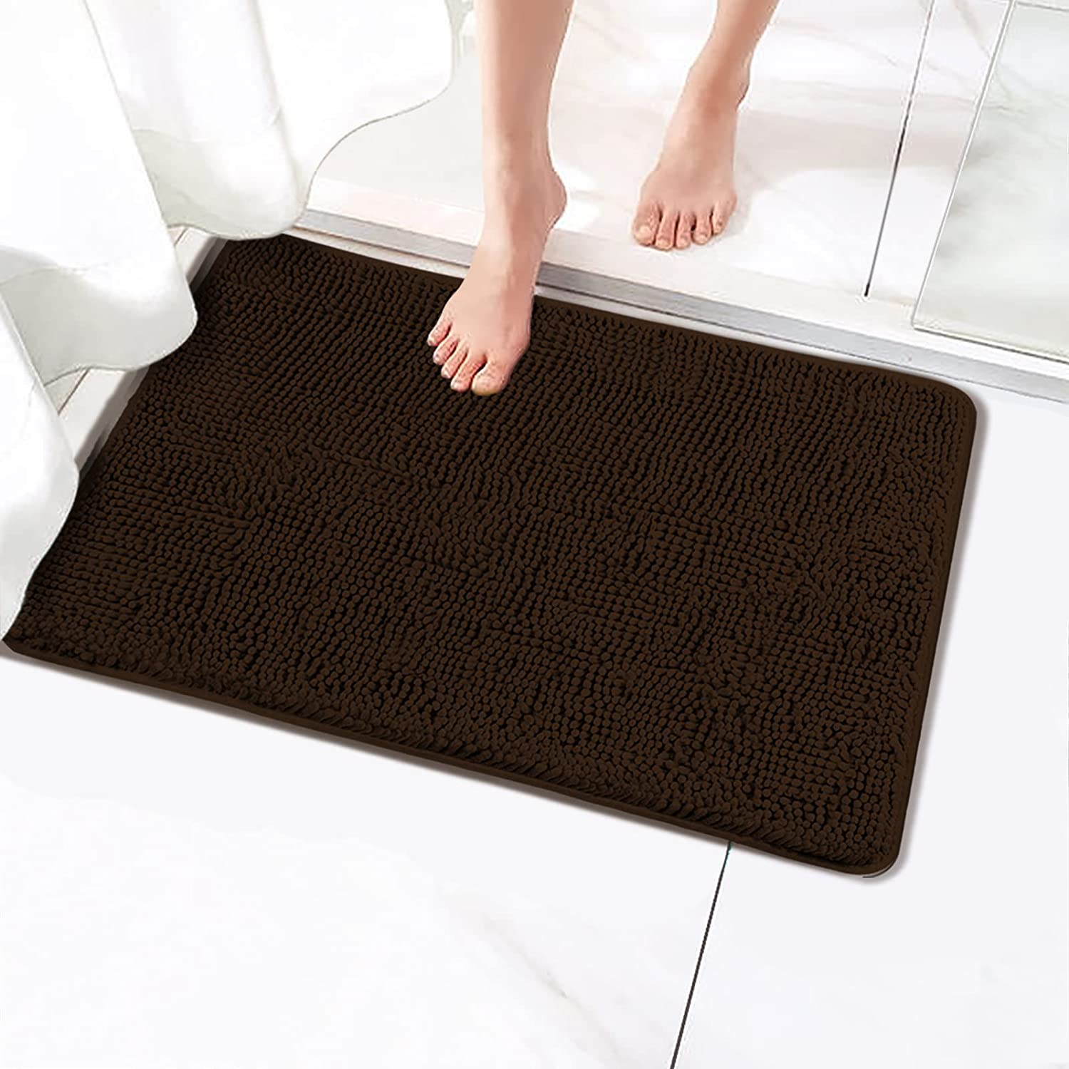 Secura Housewares Soft Microfiber Bathroom Rugs, 47 x 28 Inches Non Slip Bath  Mat for Door, Bathroom & Bedroom with Water Absorb